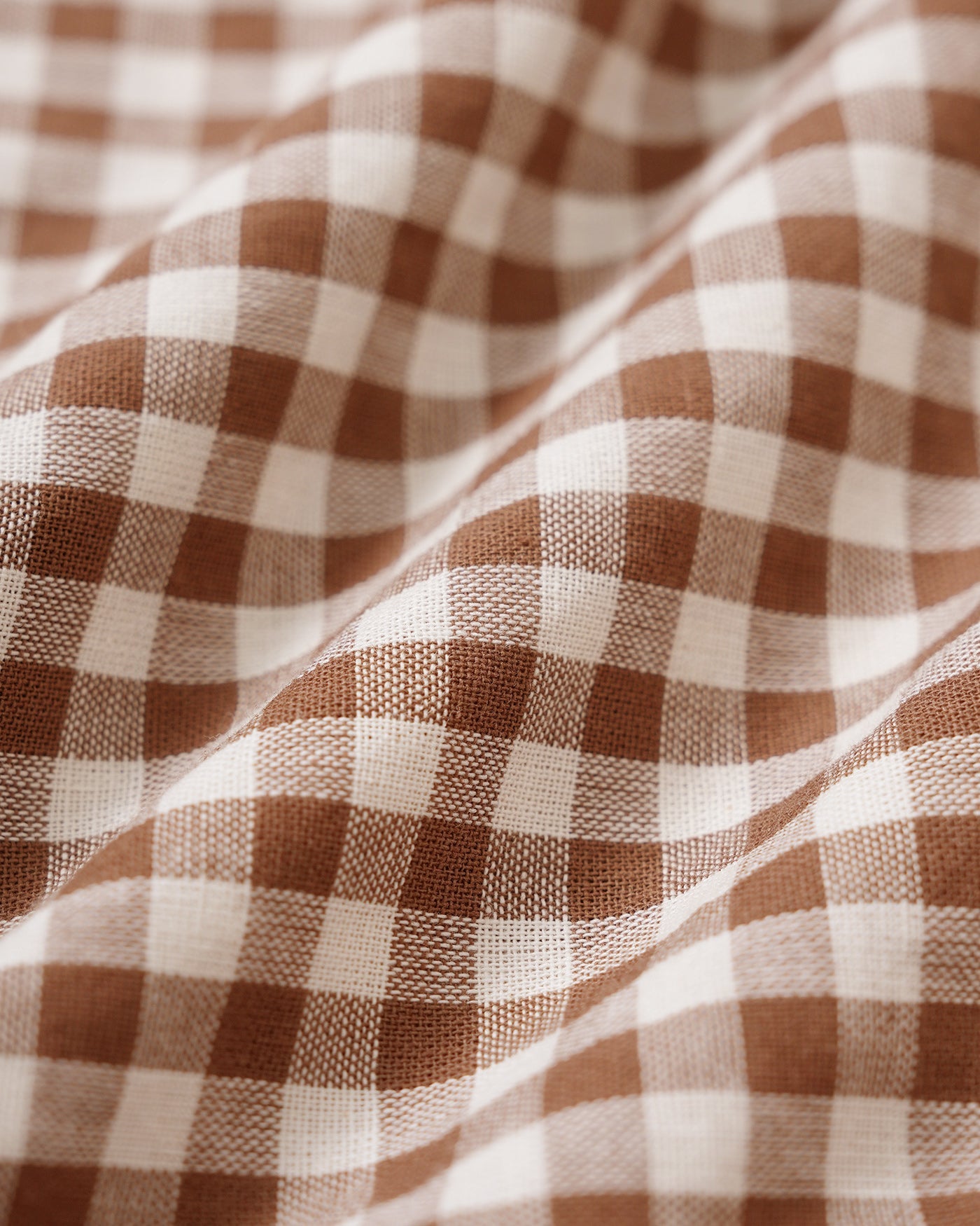 Brown Square Neck Puffed Sleeve Plaid Blouse | Rihoas