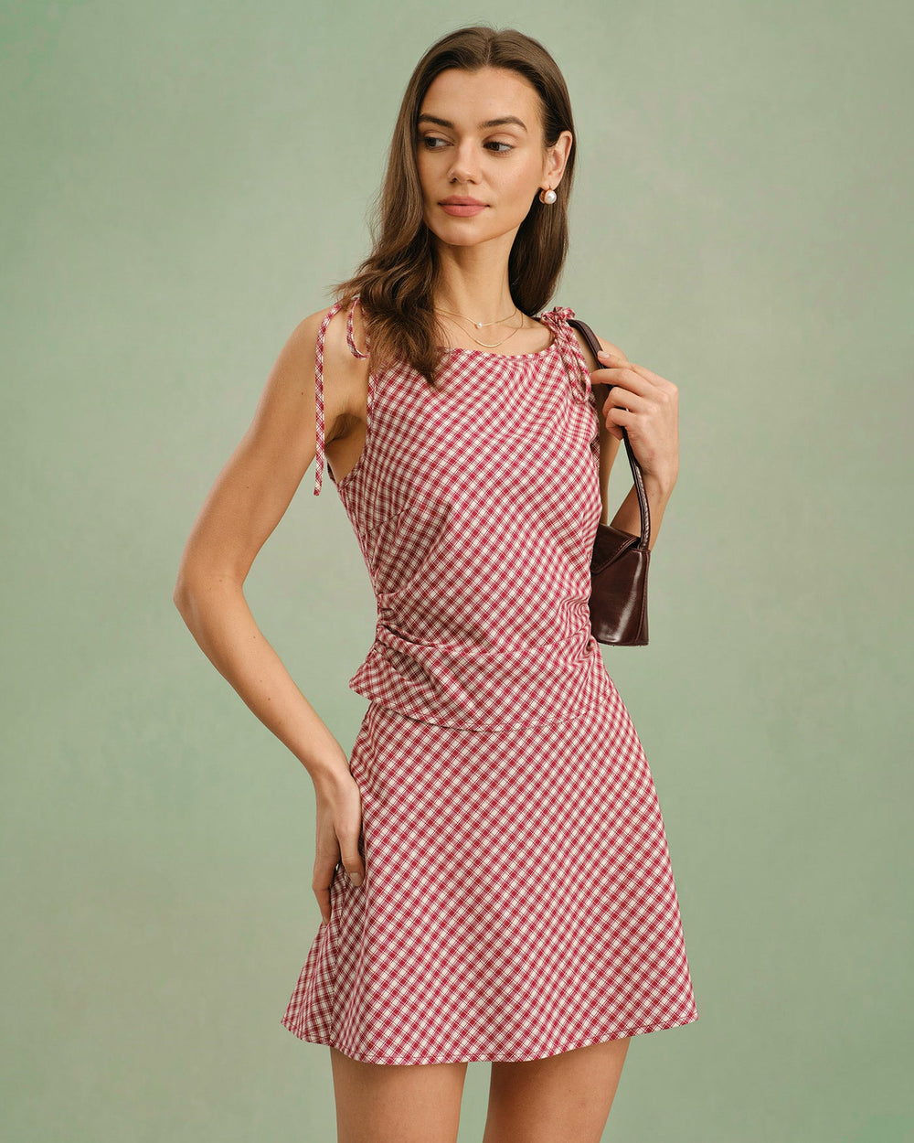 Red Boat Neck Plaid Tank Top | Rihoas