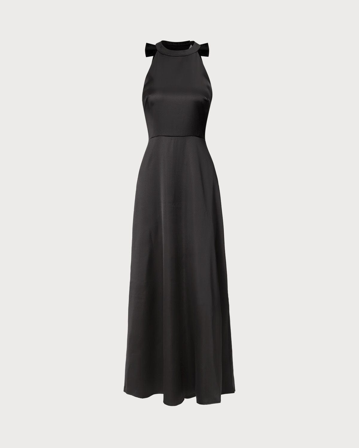 The Black Halter Bowknot Cutout Maxi Dress | Rihoas