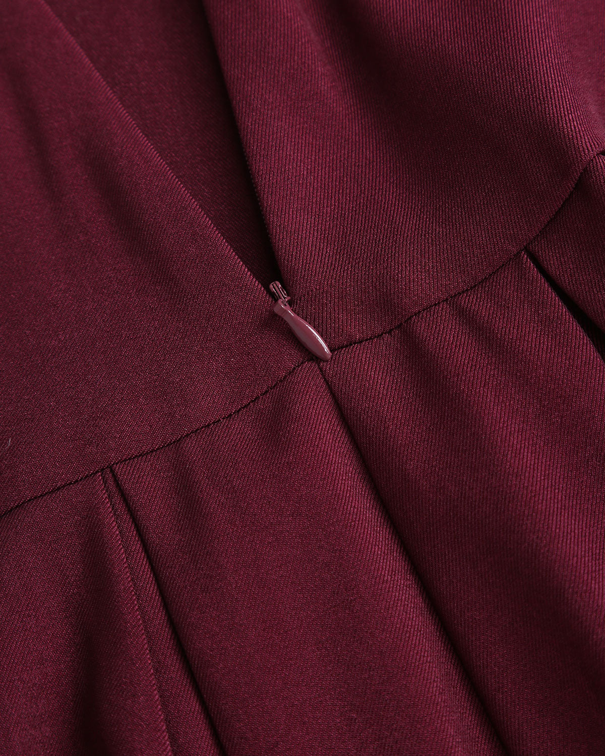 Wine Red Natural Waisted Pleated Midi Skirt | Rihoas