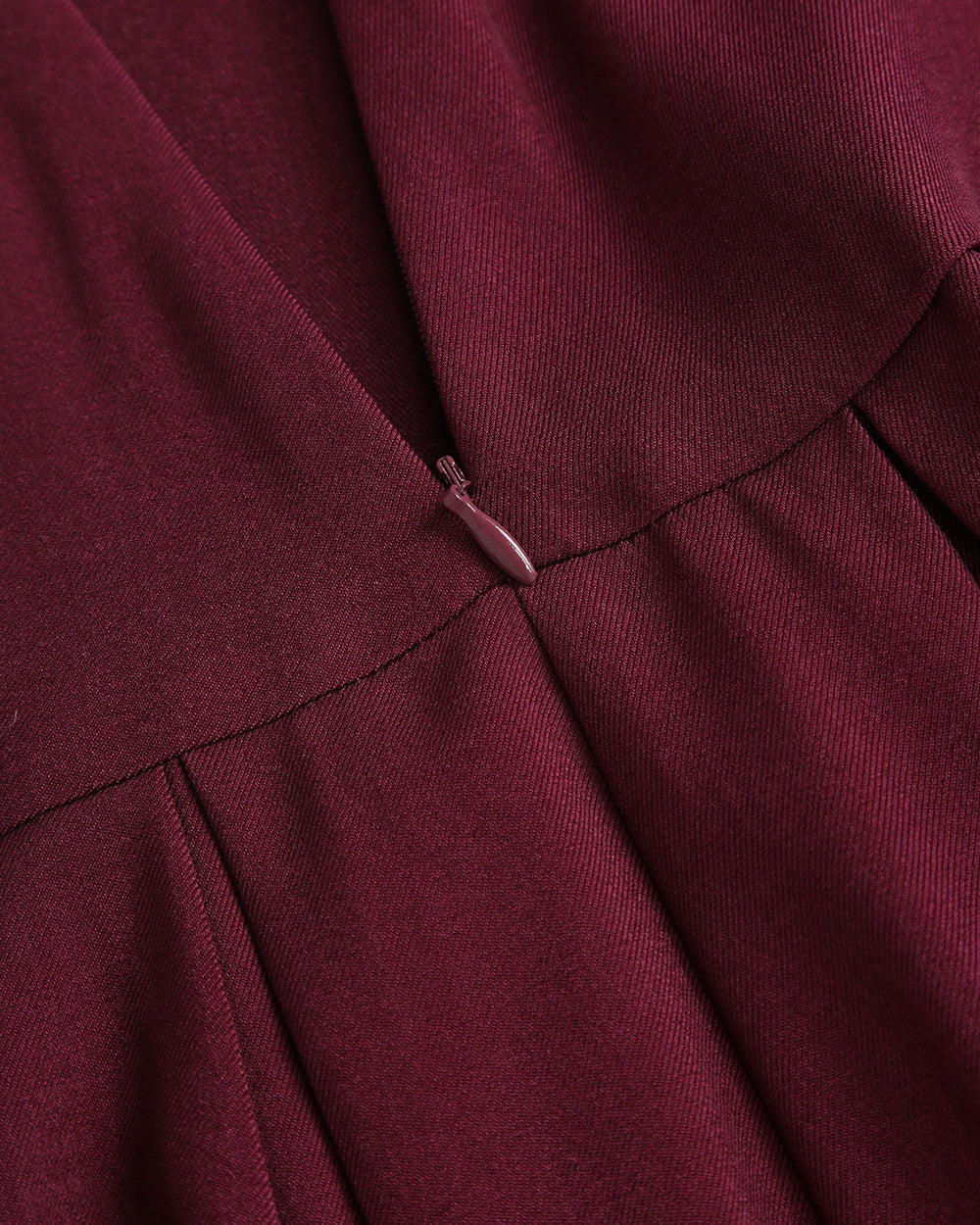 Wine Red Natural Waisted Pleated Midi Skirt | Rihoas