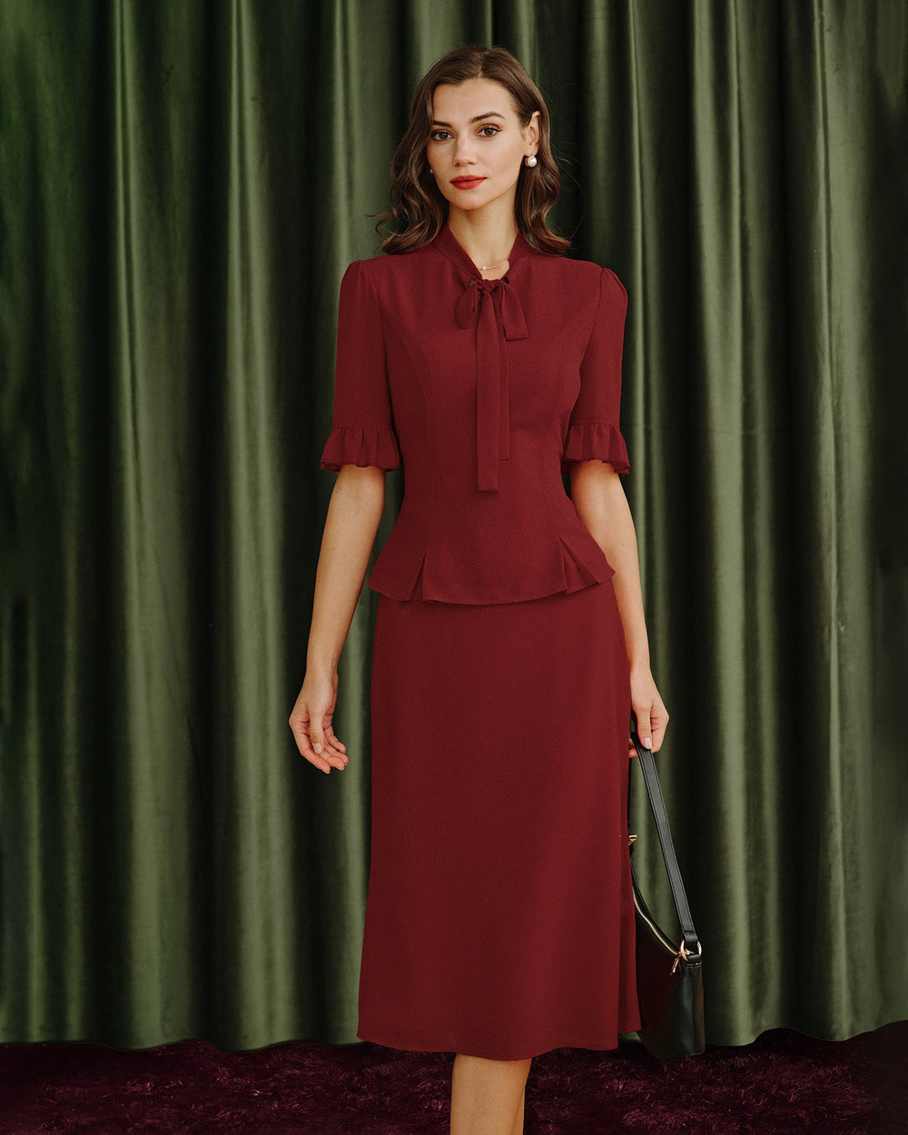 Red Puffed Sleeve Blouse | Rihoas