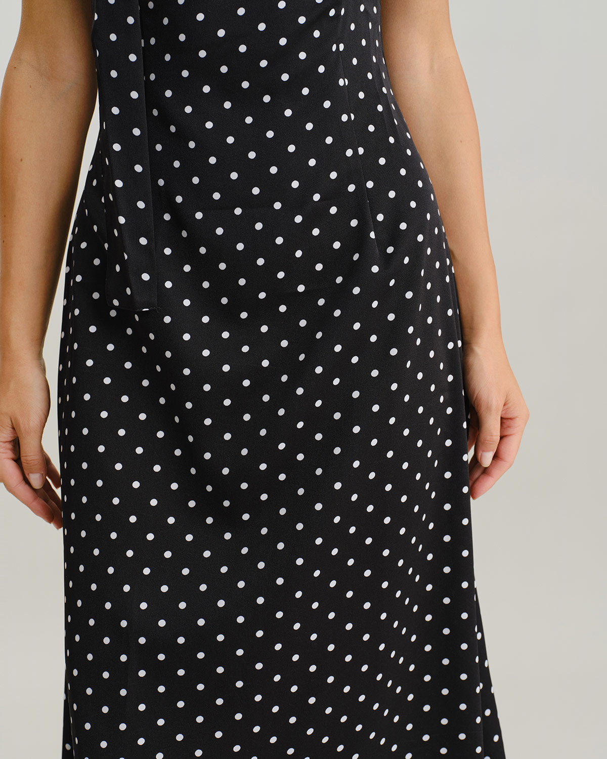 Black Polka Dot Cowl Neck Slip Maxi Dress | Rihoas