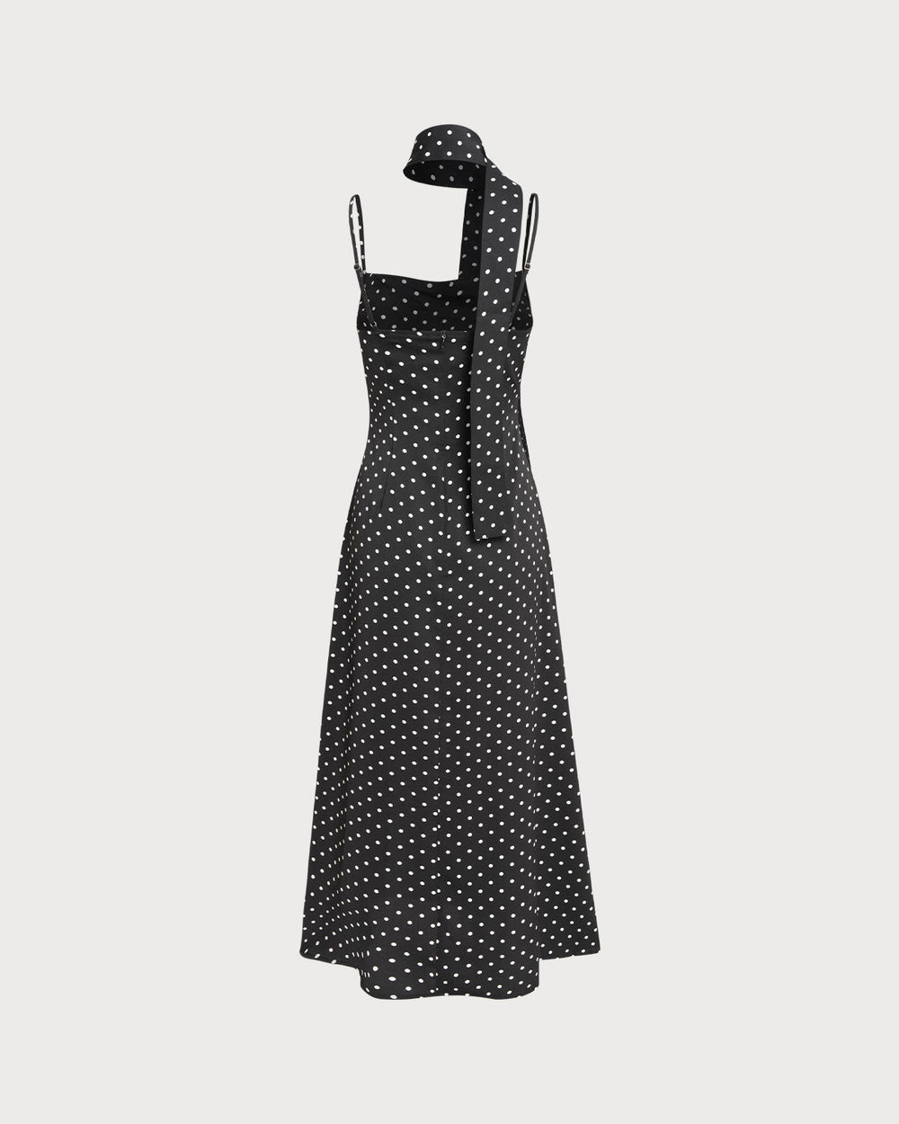 Black Polka Dot Cowl Neck Slip Maxi Dress | Rihoas