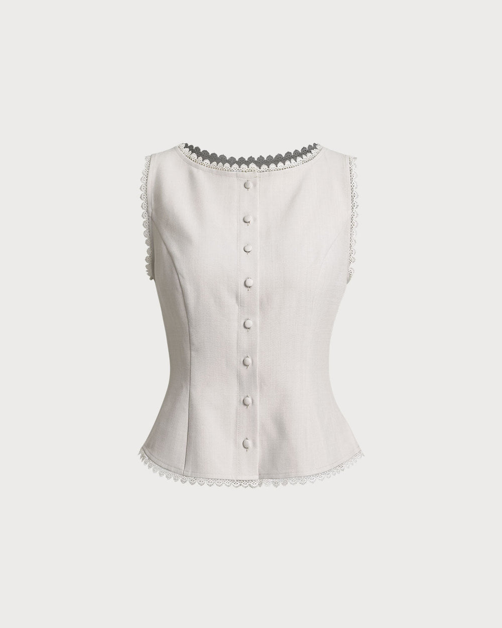 Apricot Boat Neck Button Vest | Rihoas
