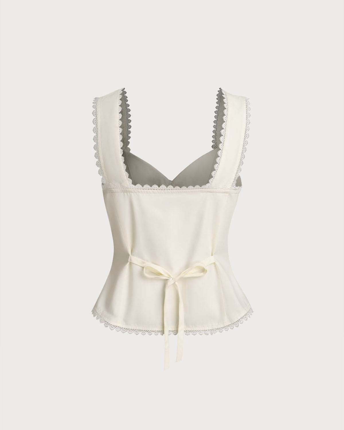 Beige Vest V Neck Lace Tie-Back Vest | Rihoas