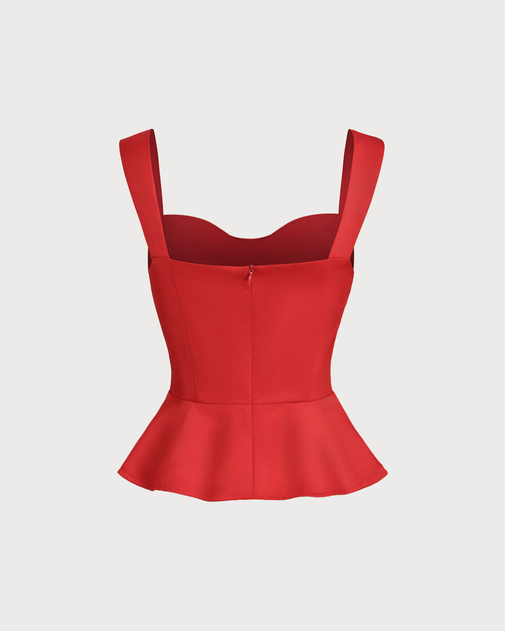 Red Sweetheart Neck Ruffle Tank Top | Rihoas