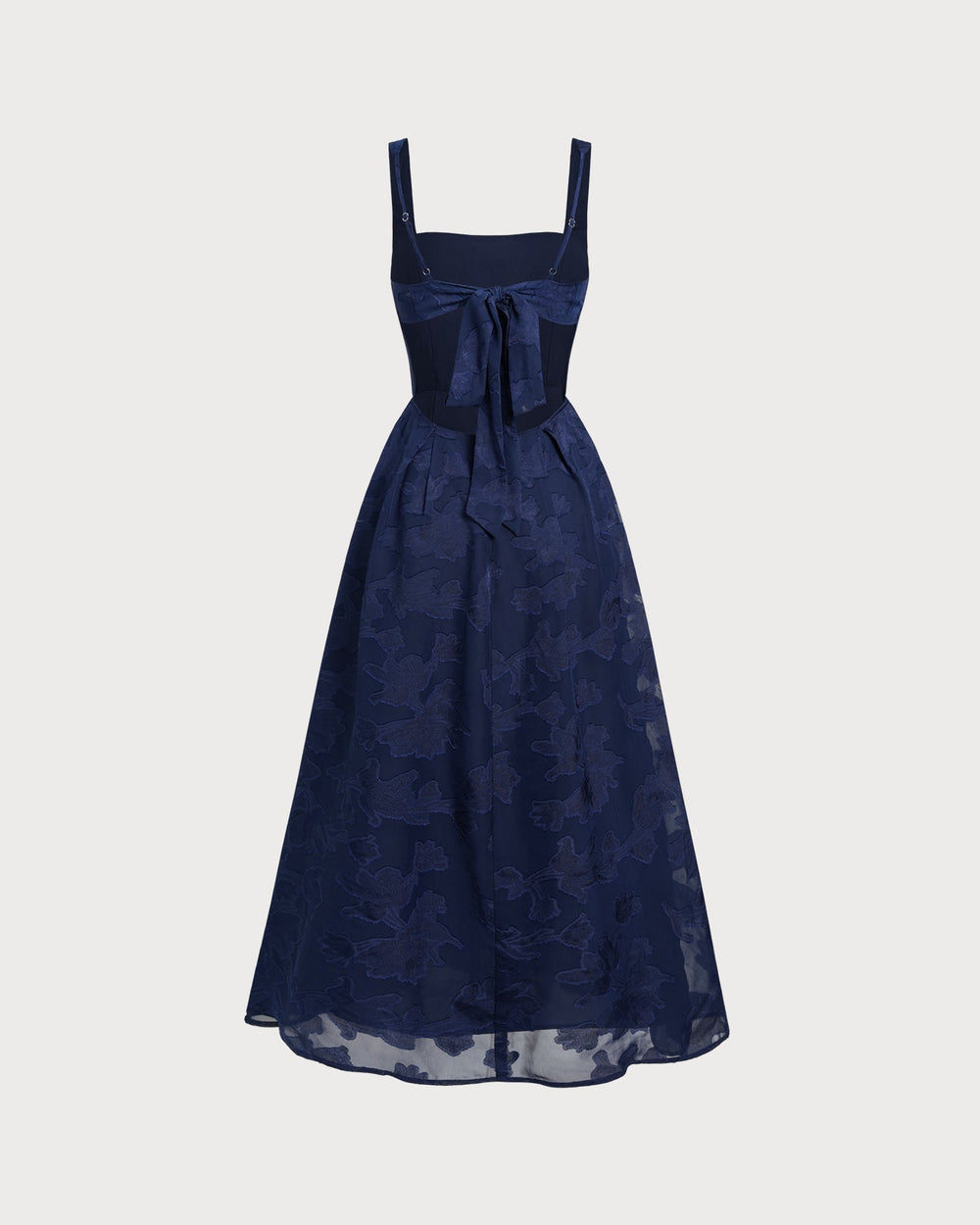 Navy Jacquard Slip Maxi Dress | Rihoas