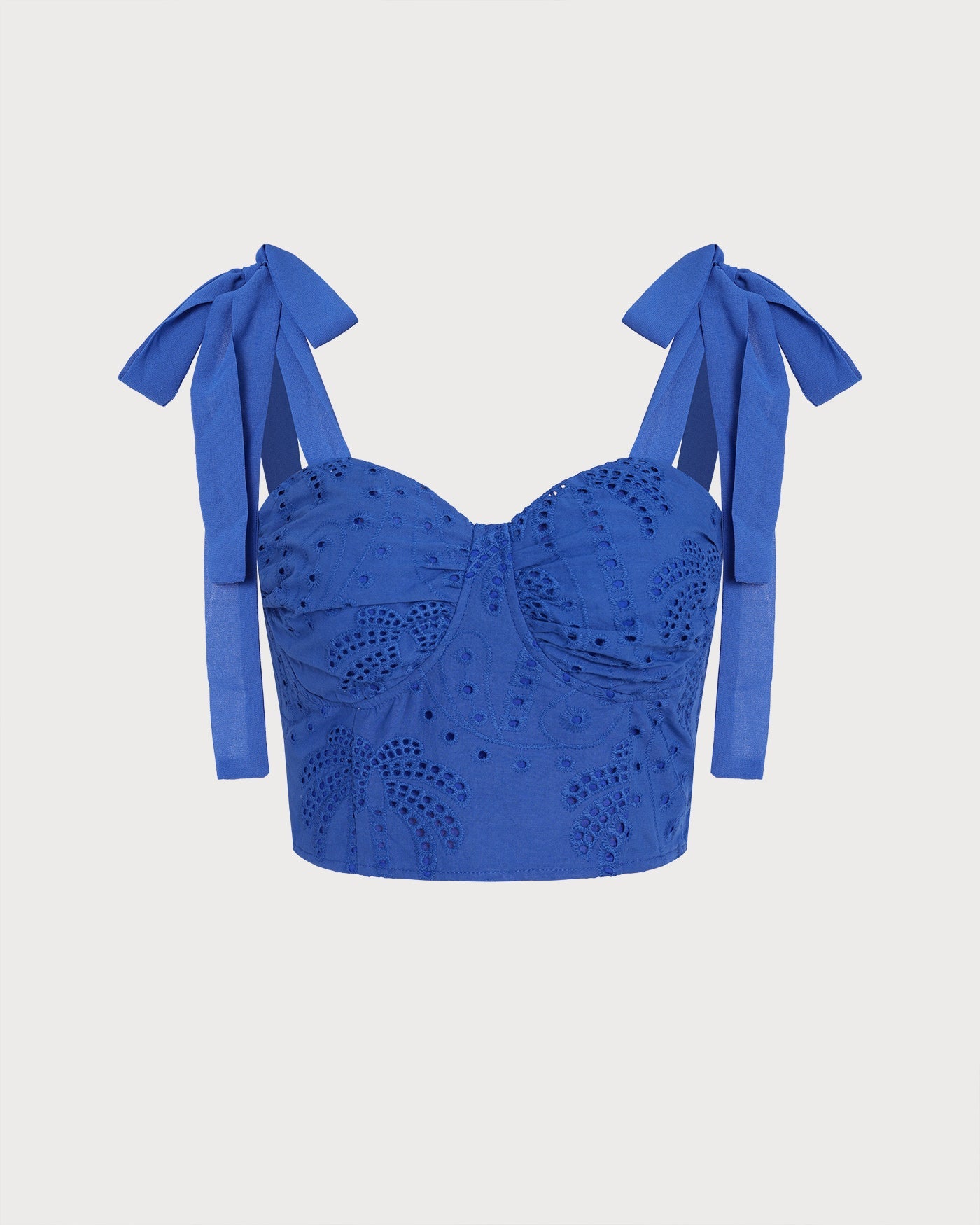 Blue Sweetheart Neck Embroidery Cami Top | Rihoas
