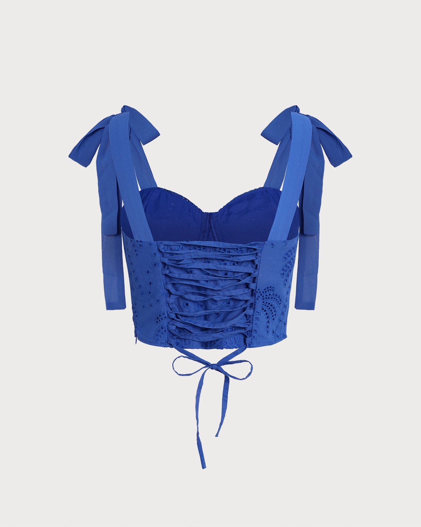 Blue Sweetheart Neck Embroidery Cami Top | Rihoas