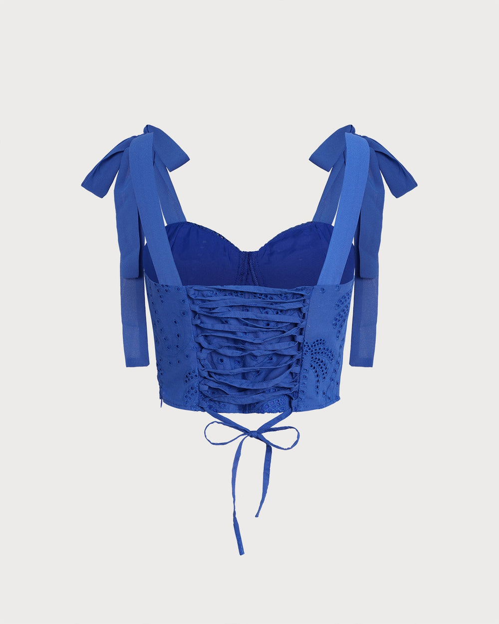 Blue Sweetheart Neck Embroidery Cami Top | Rihoas