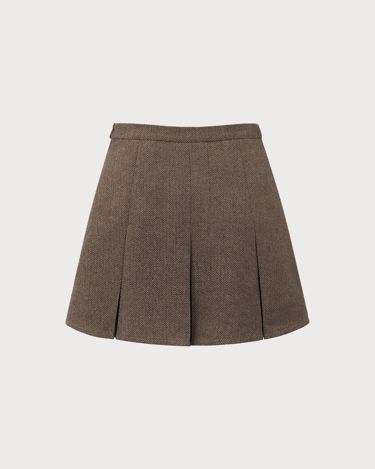 Brown Striped Pleated Mini Skirt | Rihoas