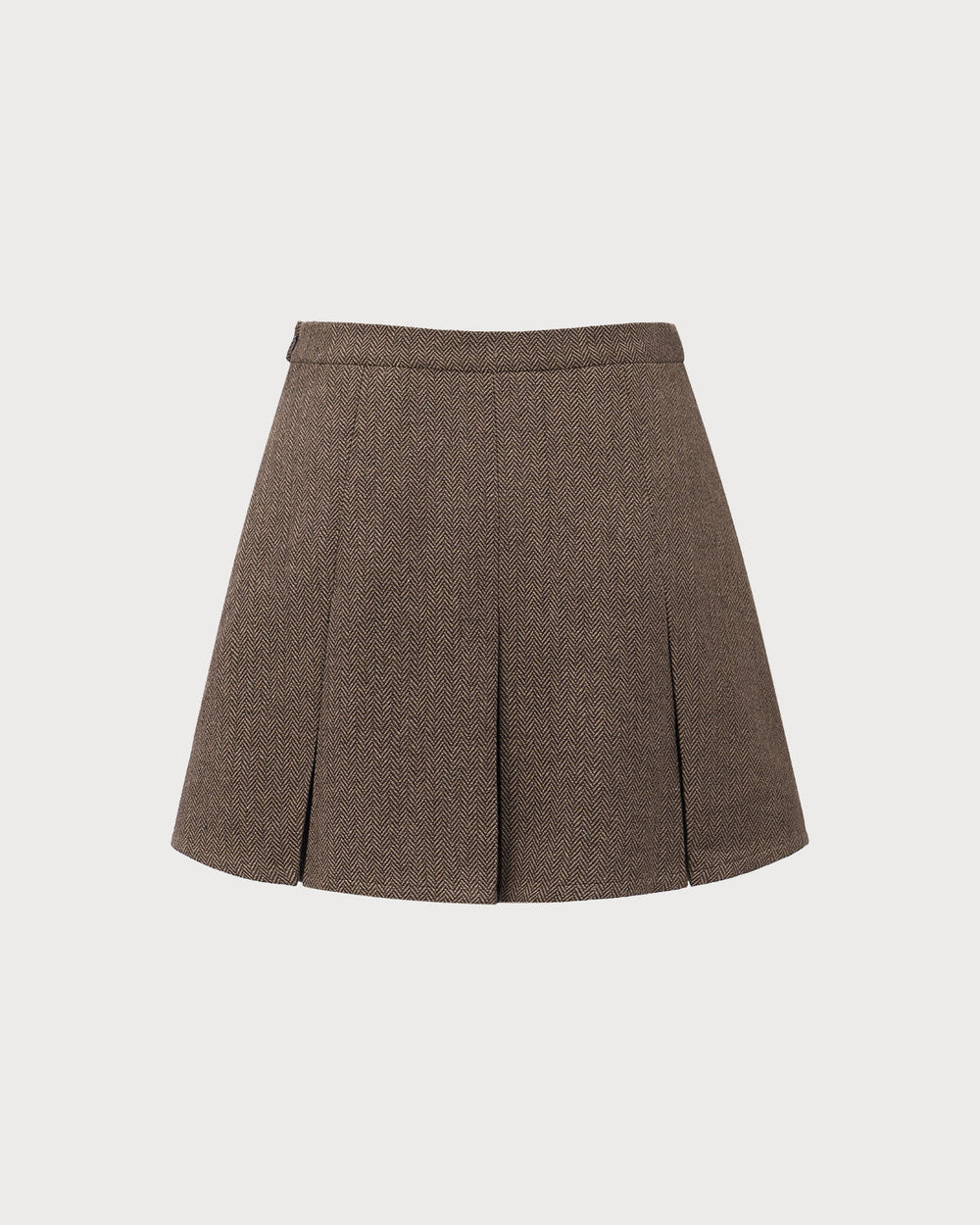 Brown Striped Pleated Mini Skirt | Rihoas