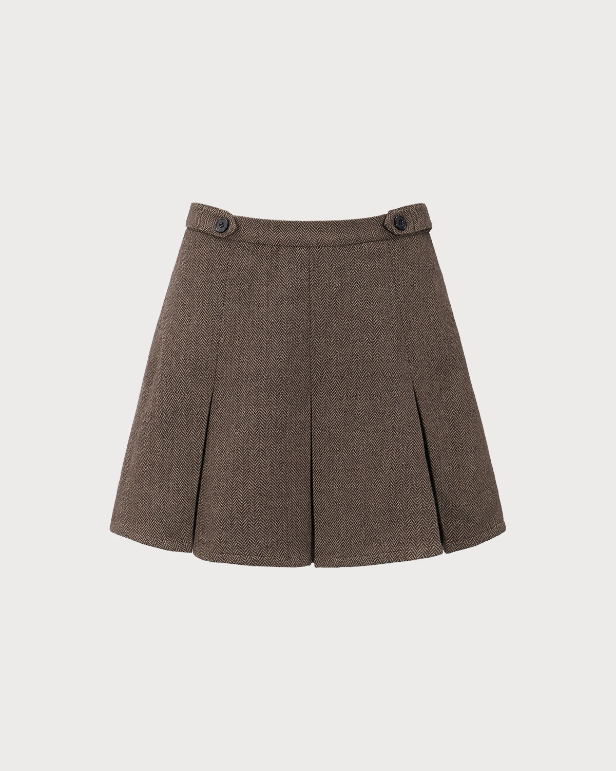 Brown Striped Pleated Mini Skirt | Rihoas