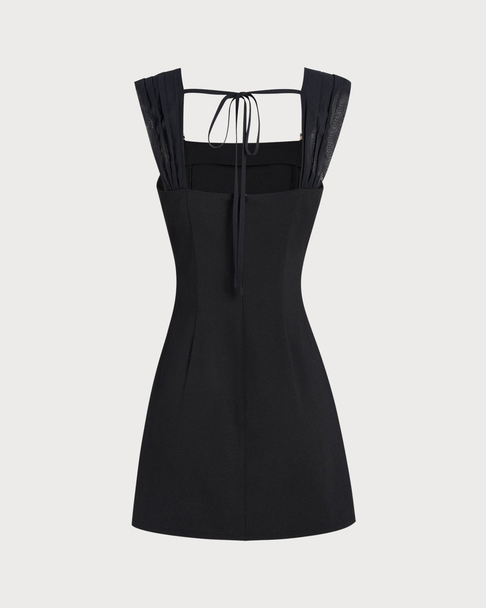 Black Square Neck Cap Sleeve Mini Dress | Rihoas