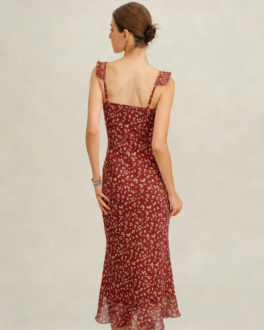 Red Floral Slip Maxi Dress | Rihoas