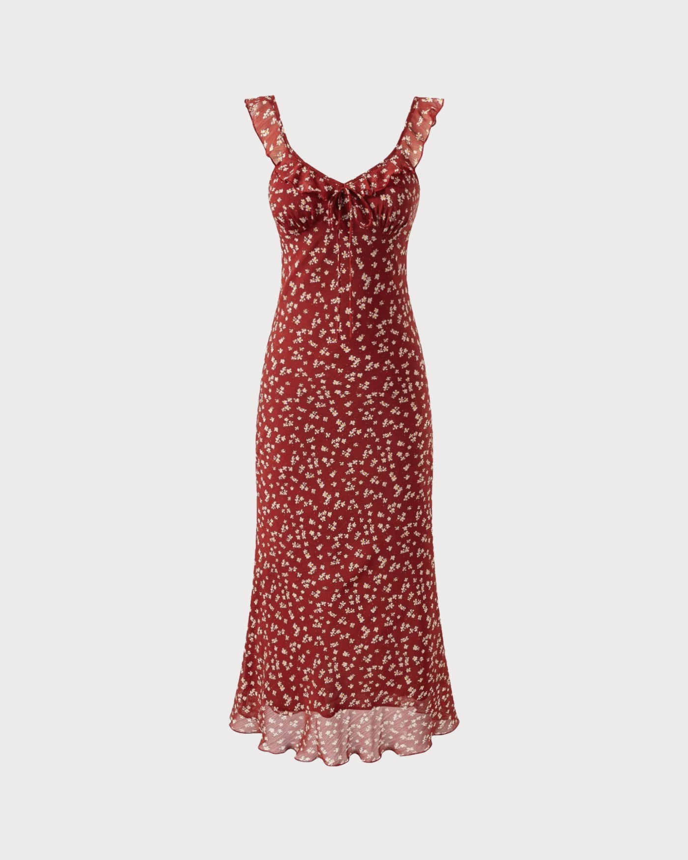 Red Floral Slip Maxi Dress | Rihoas