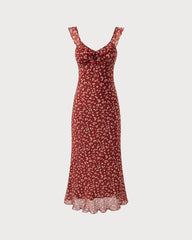 Red Floral Slip Maxi Dress | Rihoas