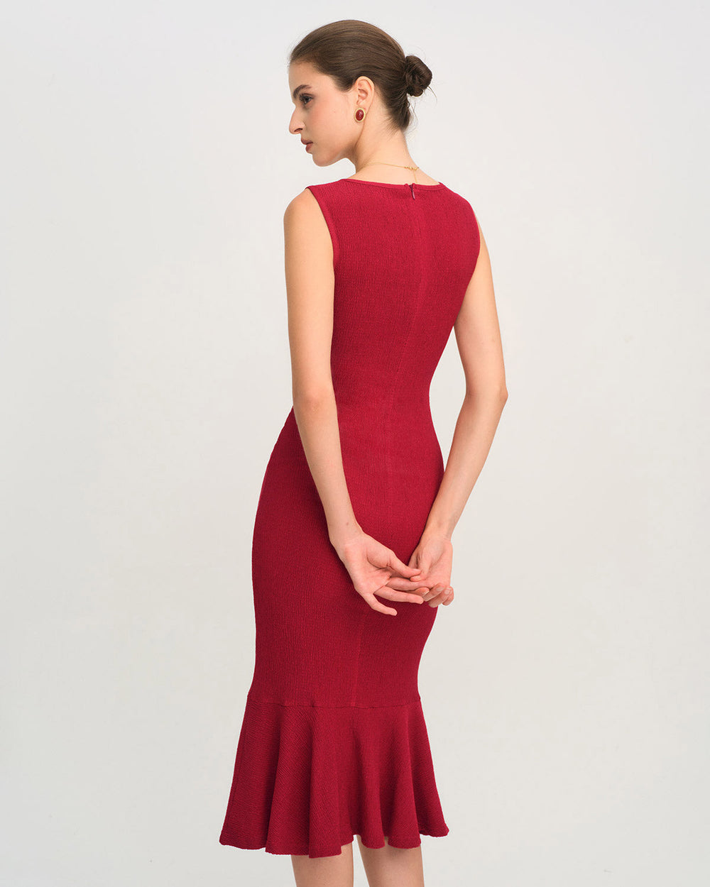 Red V Neck A-Line Midi Dress | Rihoas