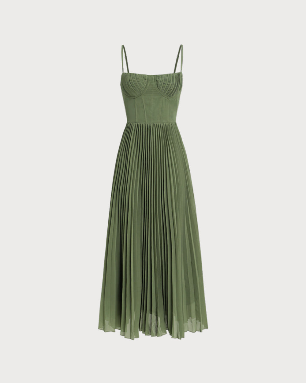 Green Sweetheart Neck Flowy Slip Maxi Dress | Rihoas