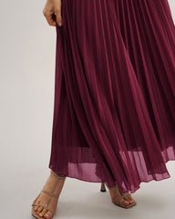 Wine Red Sweetheart Neck Flowy Maxi Dress | Rihoas