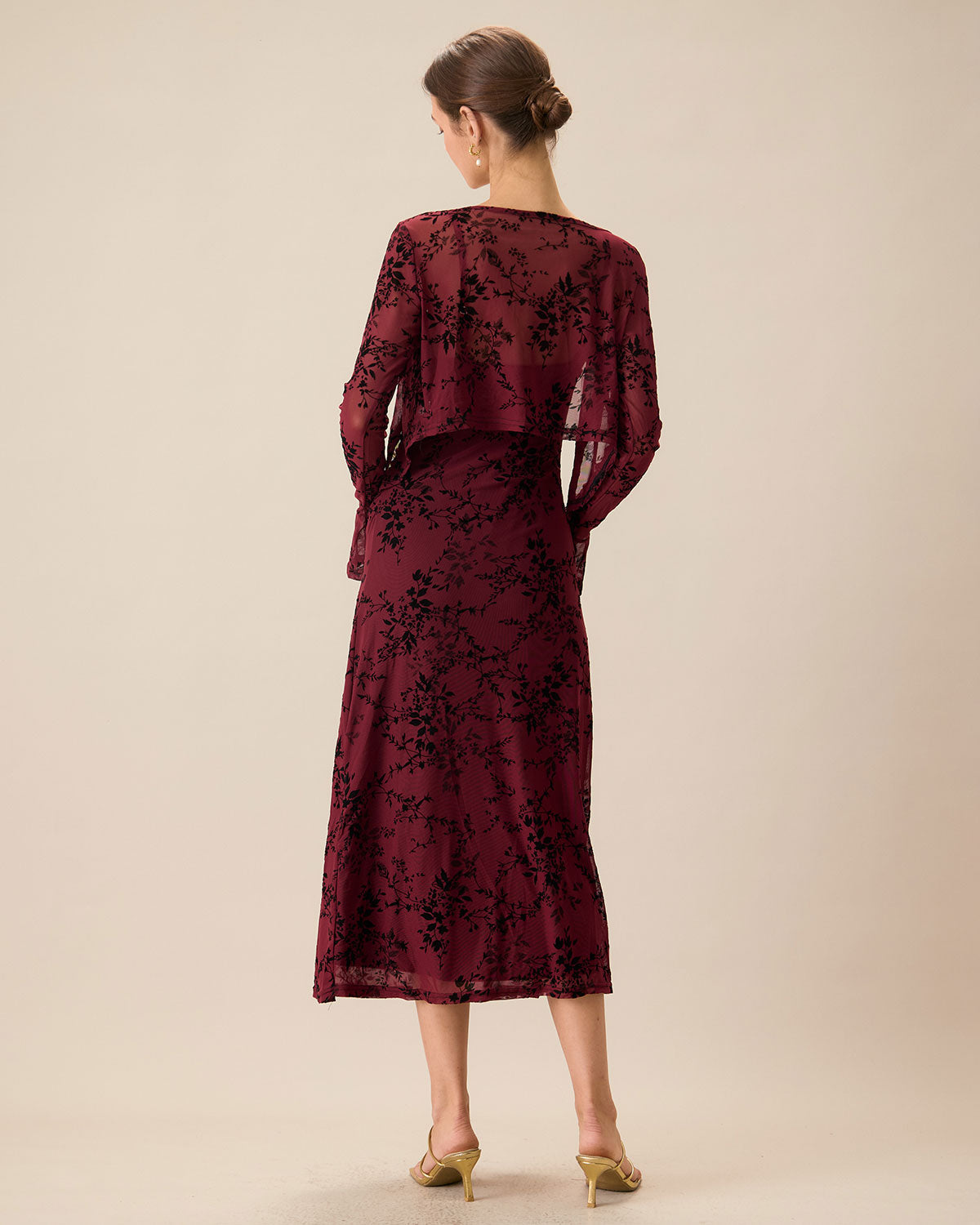 Red Floral Bodycon Slip Midi Dress | Rihoas