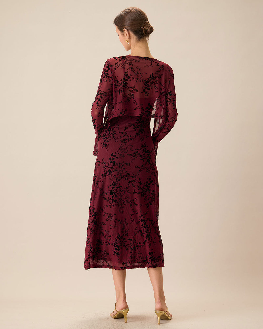 Red Floral Bodycon Slip Midi Dress | Rihoas