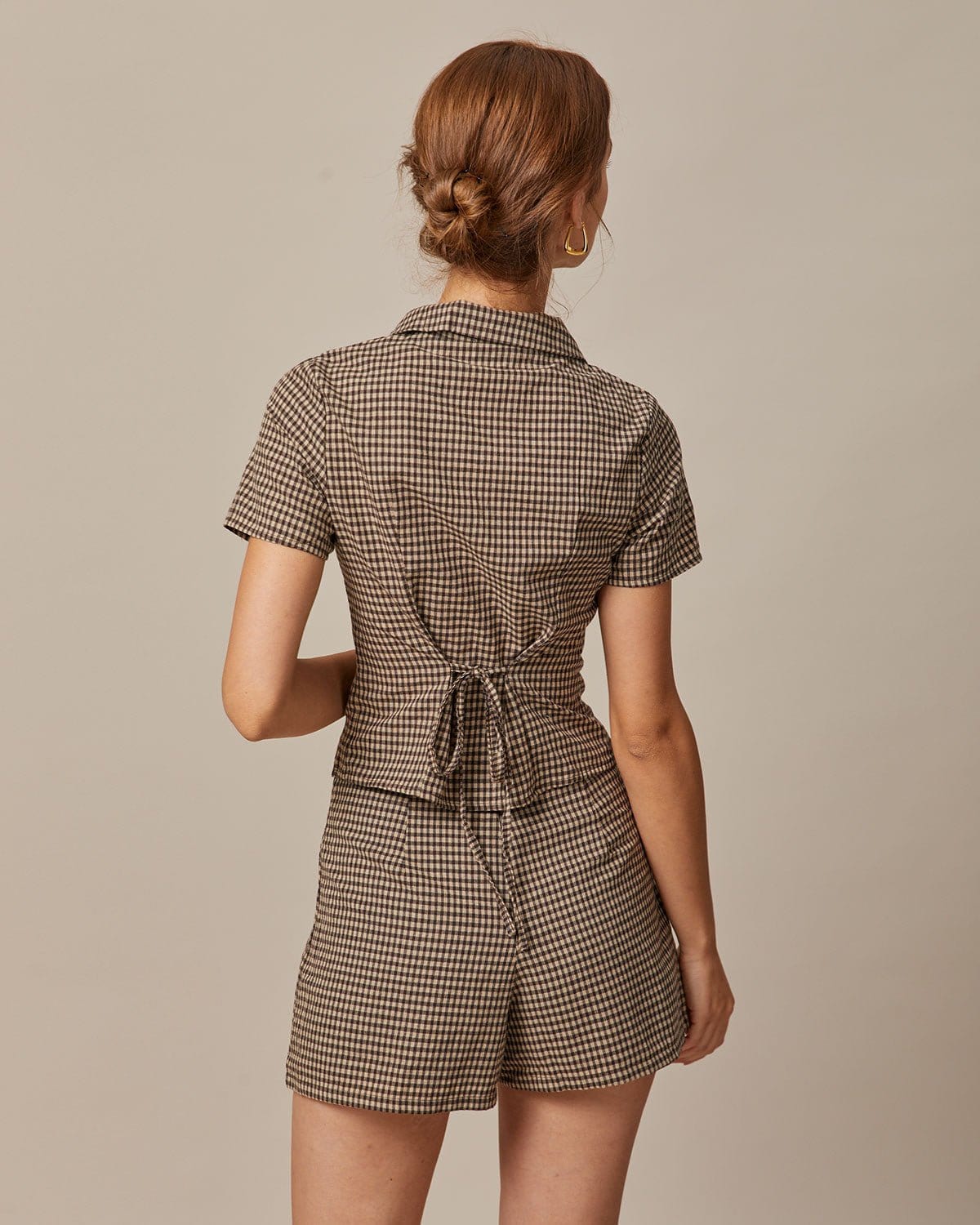 The Brown High Waisted Plaid Shorts | Rihoas