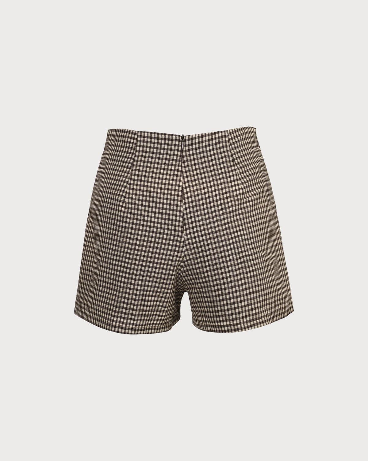 The Brown High Waisted Plaid Shorts | Rihoas