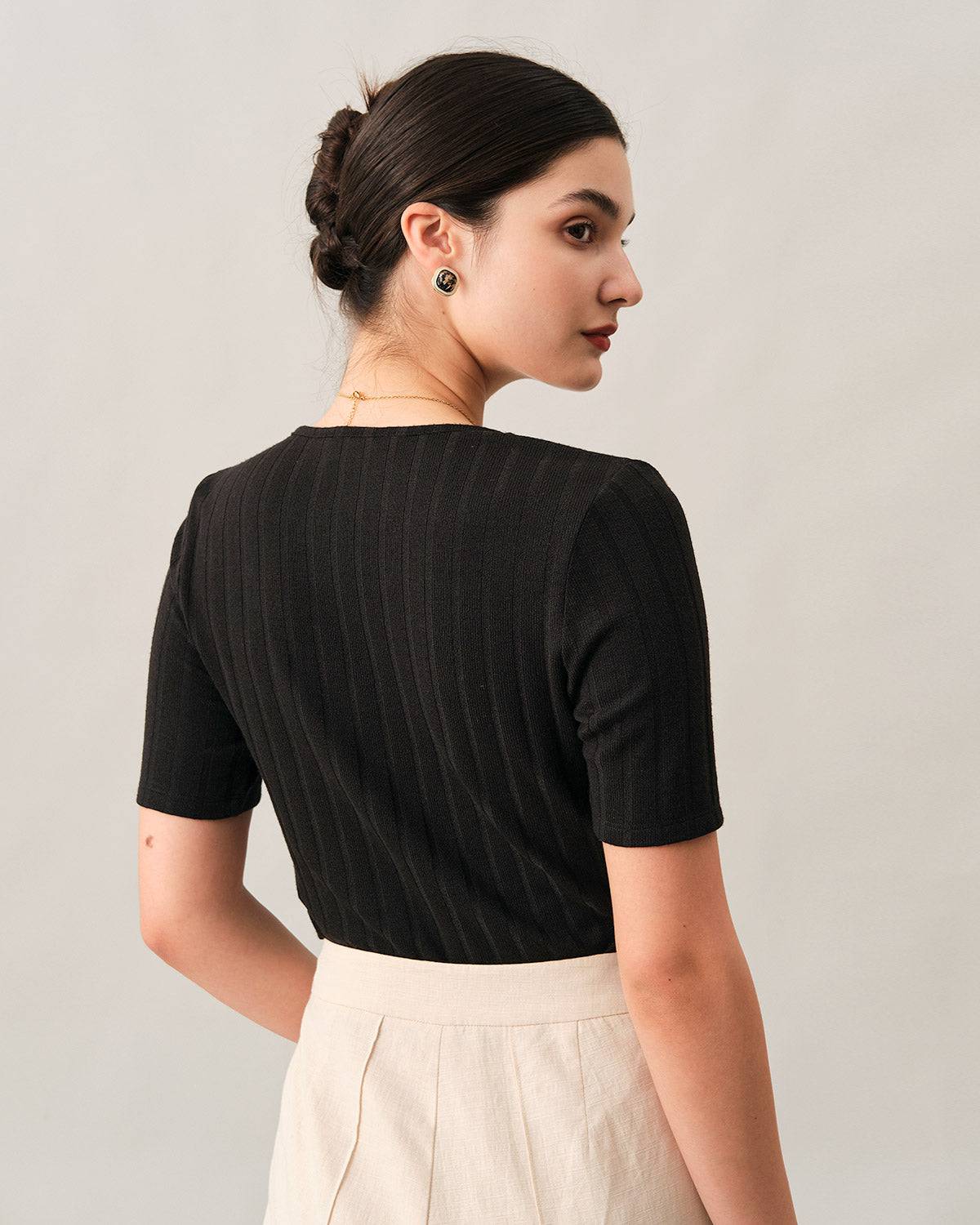 The Ribbed Lace Trim Tee | Rihoas