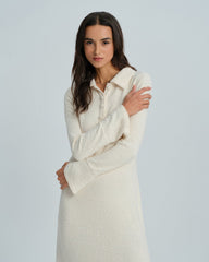 Apricot Collar Bell Sleeve Midi Dress | Rihoas