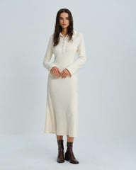 Apricot Collar Bell Sleeve Midi Dress | Rihoas