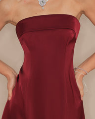 Red Strapless A-Line Mini Dress | Rihoas
