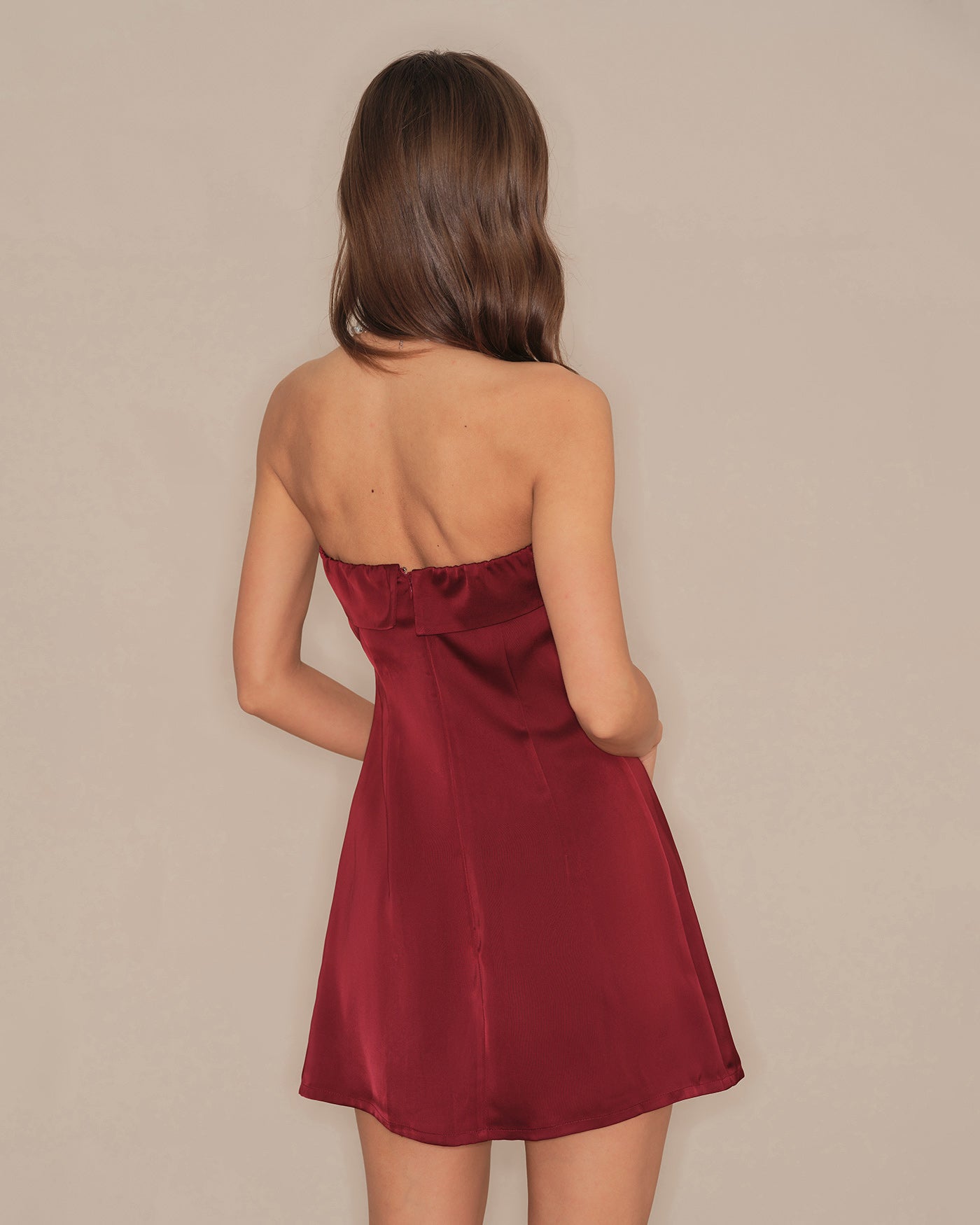 Red Strapless A-Line Mini Dress | Rihoas