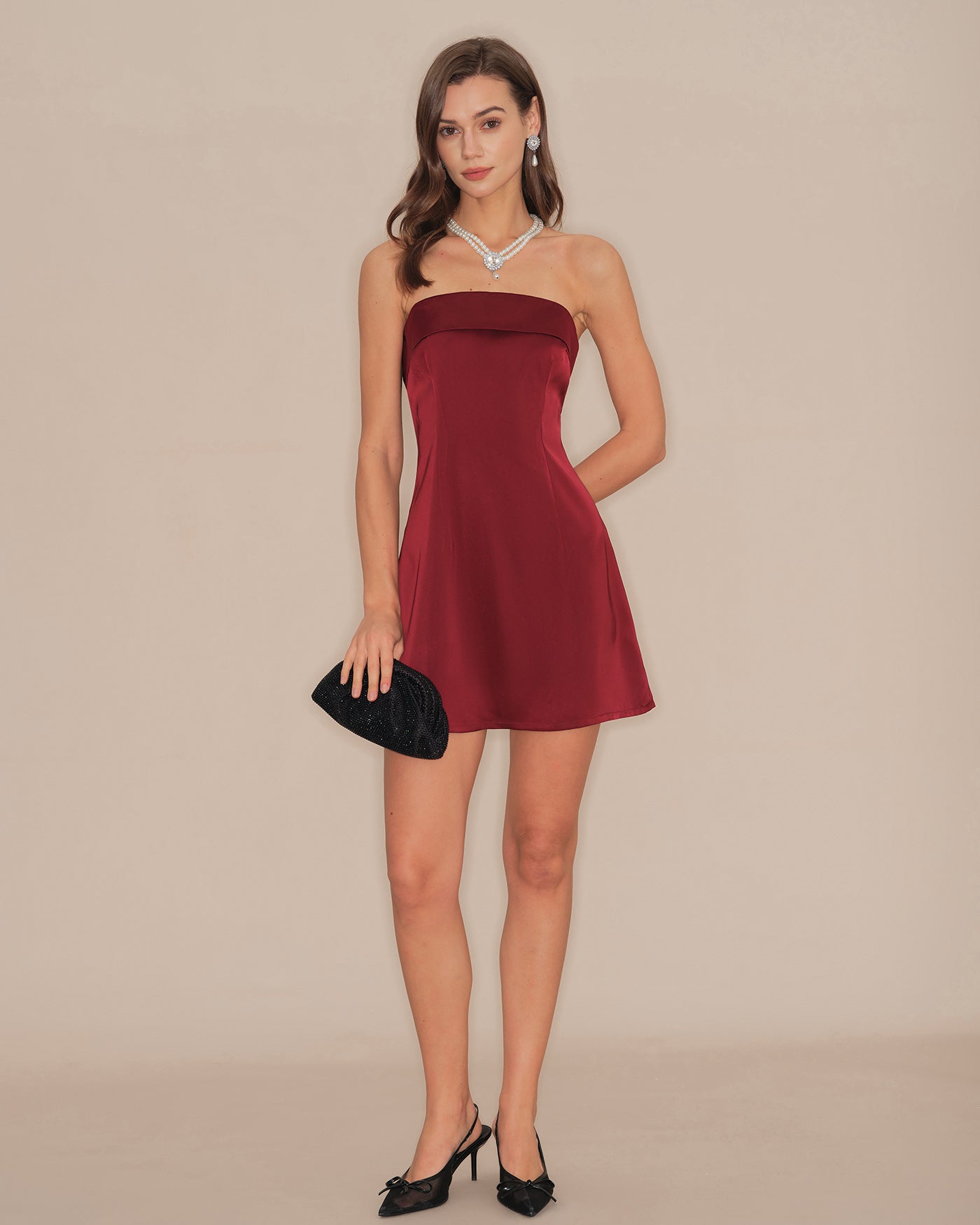 Red Strapless A-Line Mini Dress | Rihoas