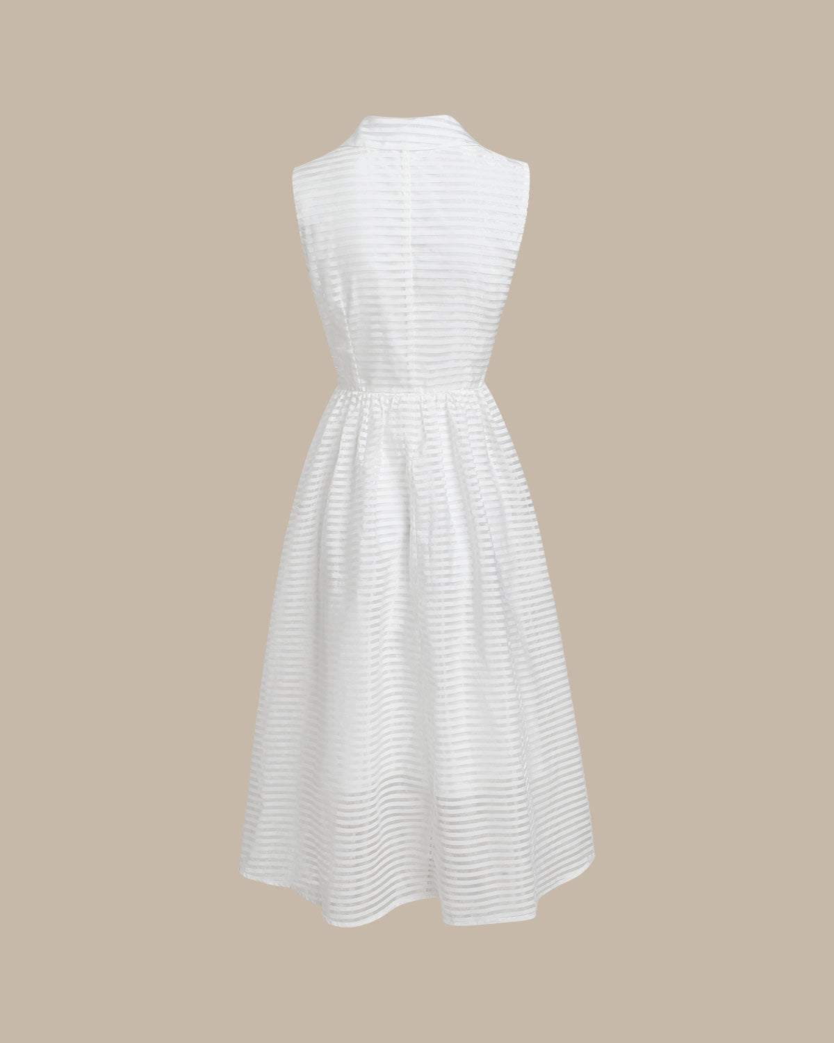 White Striped Sleeveless Midi Dress | Rihoas