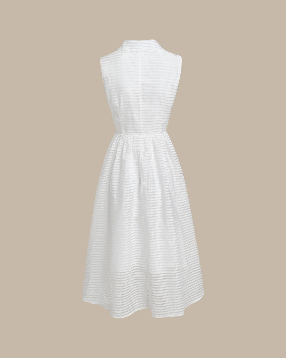 White Striped Sleeveless Midi Dress | Rihoas