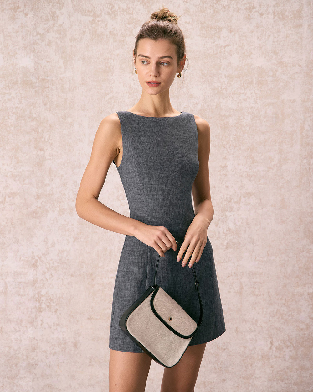 The Boat Neck Sleeveless Mini Dress | Rihoas