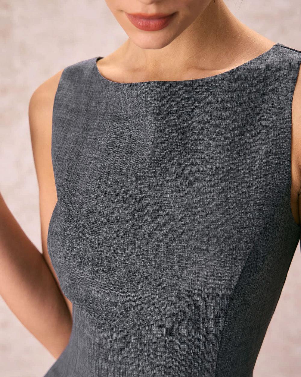 The Boat Neck Sleeveless Mini Dress | Rihoas