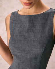 The Boat Neck Sleeveless Mini Dress | Rihoas