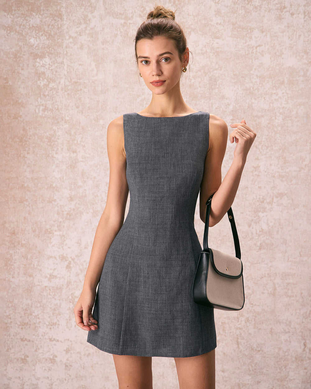 The Boat Neck Sleeveless Mini Dress | Rihoas