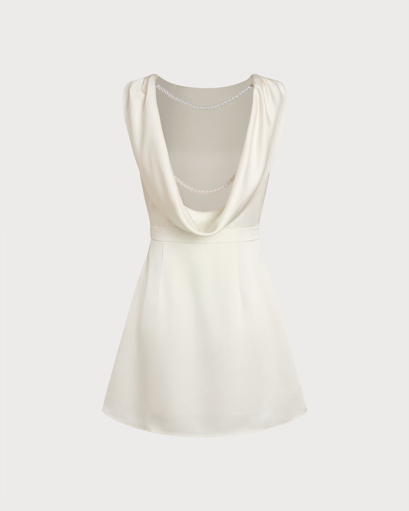 Apricot Boat Neck Pearl Mini Dress | Rihoas