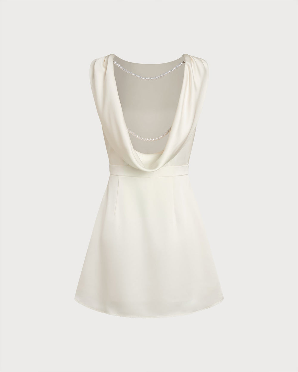 Apricot Boat Neck Pearl Mini Dress | Rihoas