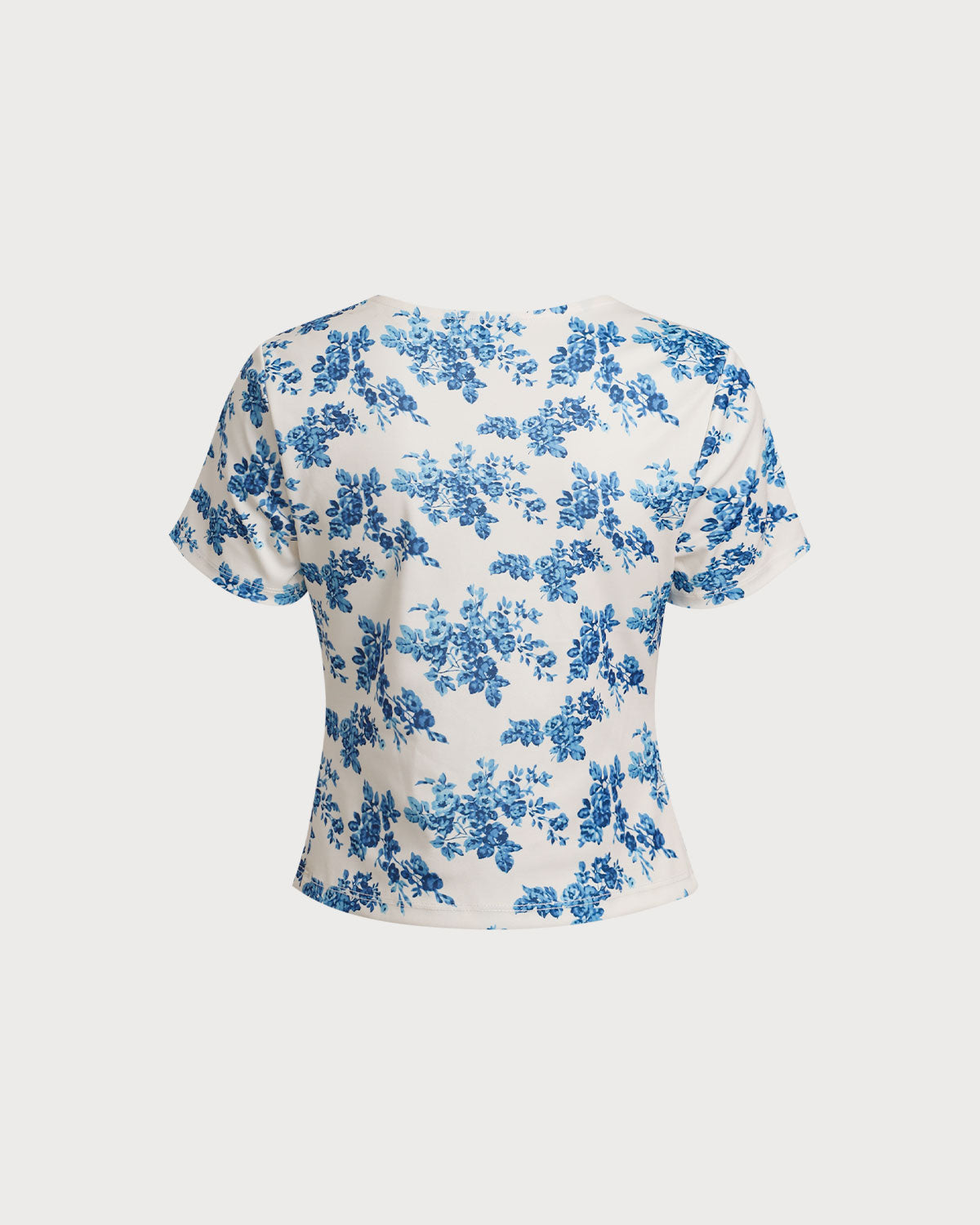 Blue Floral Short Sleeve T-Shirt | Rihoas