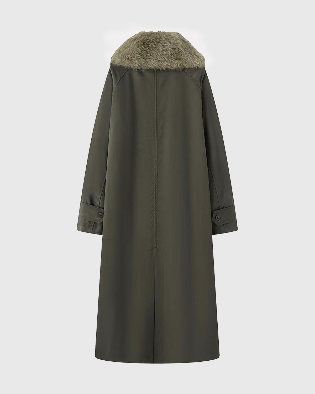 Brown Fur Collar Reverible Long Coat | Rihoas