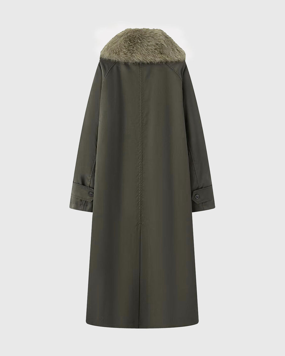 Brown Fur Collar Reverible Long Coat | Rihoas