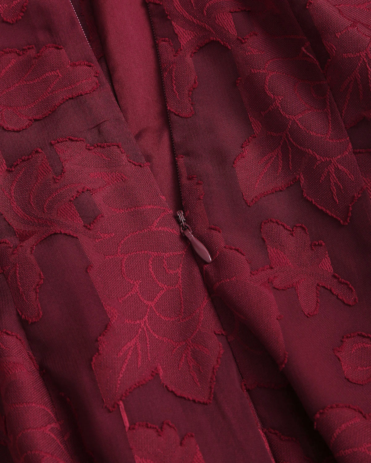 Red Jacquard Boat Neck A-Line Mini Dress | Rihoas