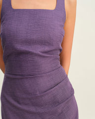 Purple Square Neck Slip Midi Dress | Rihoas