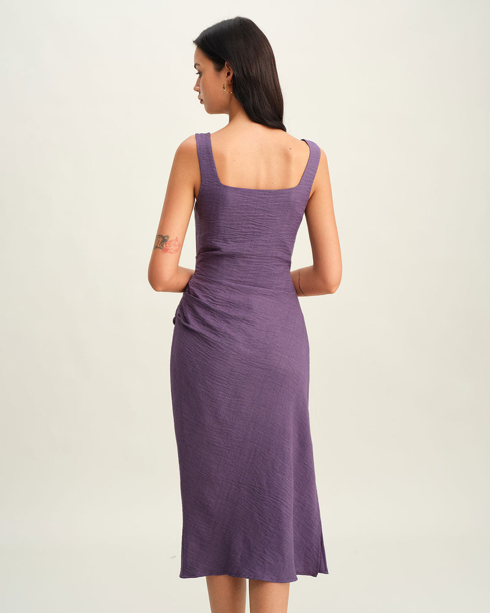 Purple Square Neck Slip Midi Dress | Rihoas