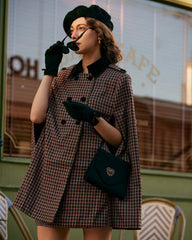The Double-breasted Plaid Cape Coat | Rihoas